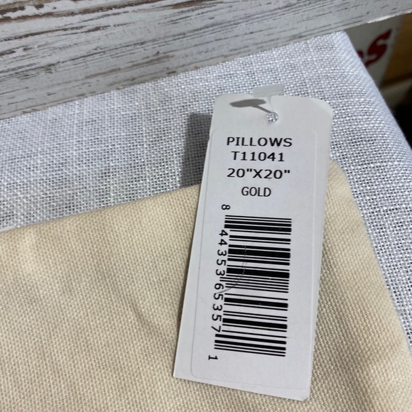 Yellow Ticking Stripe Decorative Pillow Cover 20x20 Zipper Closure Rizzy Home - Picture 9 of 11